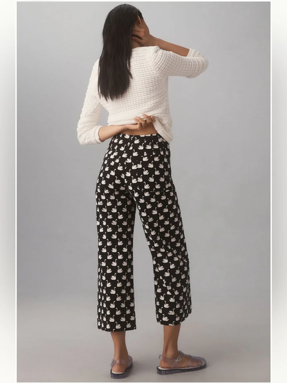 Anthropologie Maeve Colette High Rise Wide Leg Crop Pants in Magic Fabric - Picture 3 of 9